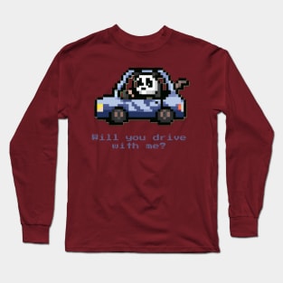 cute panda driving a car pixel art Long Sleeve T-Shirt